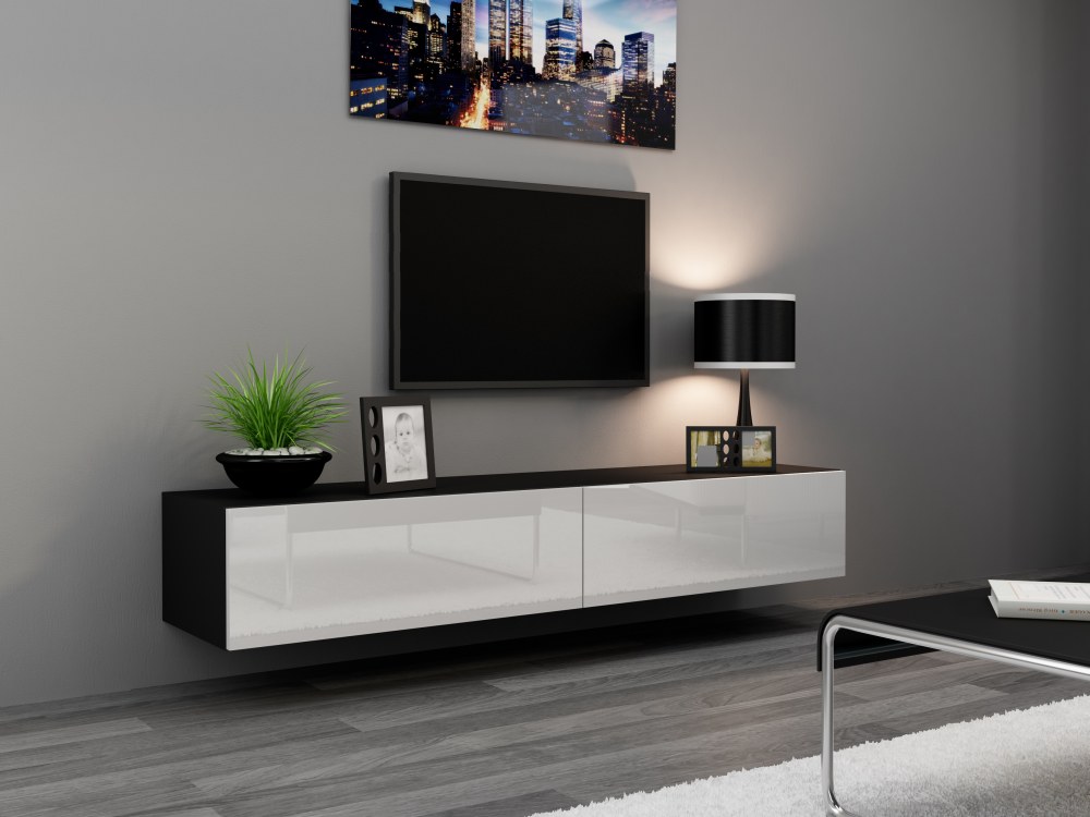 Vigo TV stolík (čierna/biely lesk) 140cm