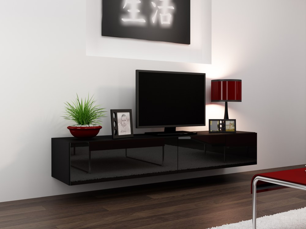 Vigo TV stolík (čierna/čierny lesk) 140cm