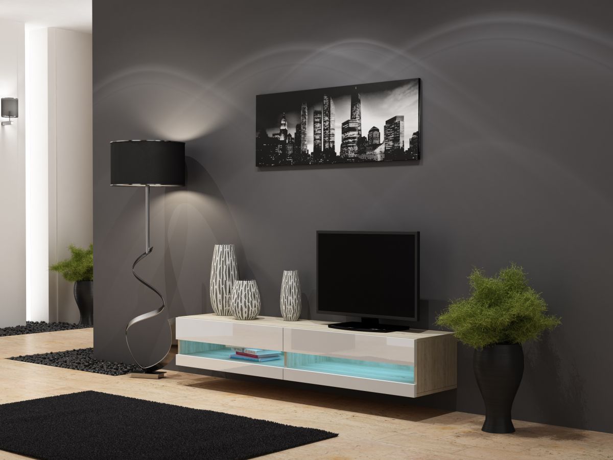 Vigo new TV stolík 140 (dub sonoma/biely lesk)