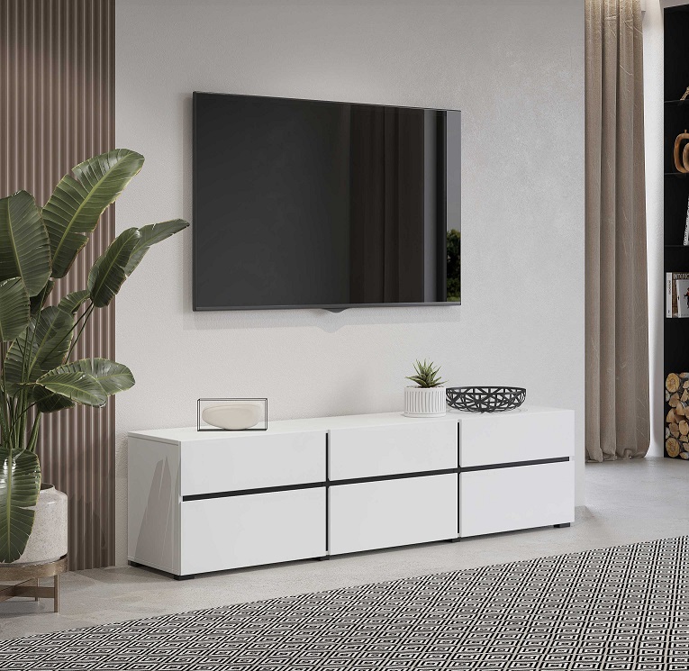 Tv stolík Cross 3D3S biela/čierna