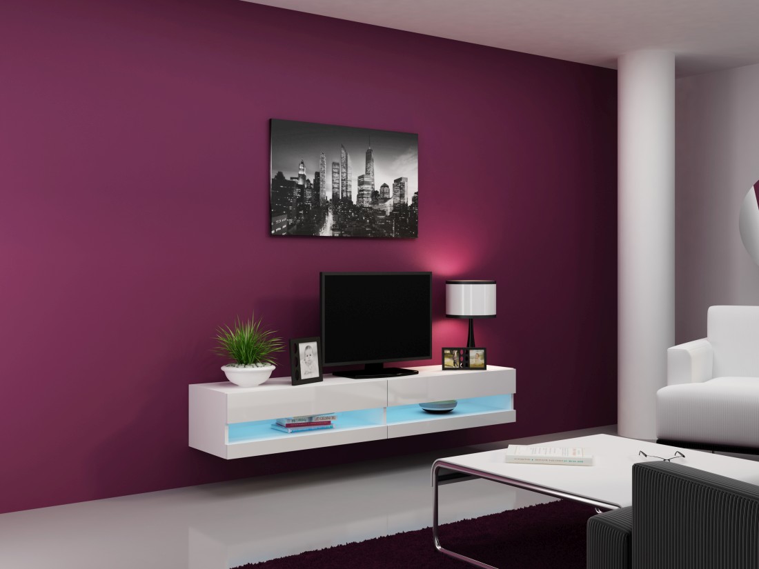 Vigo New TV stolík (biela/biely lesk)