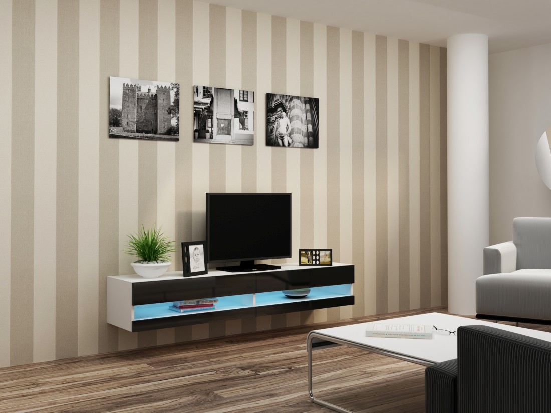 Vigo new TV stolík (biela/čierny lesk)