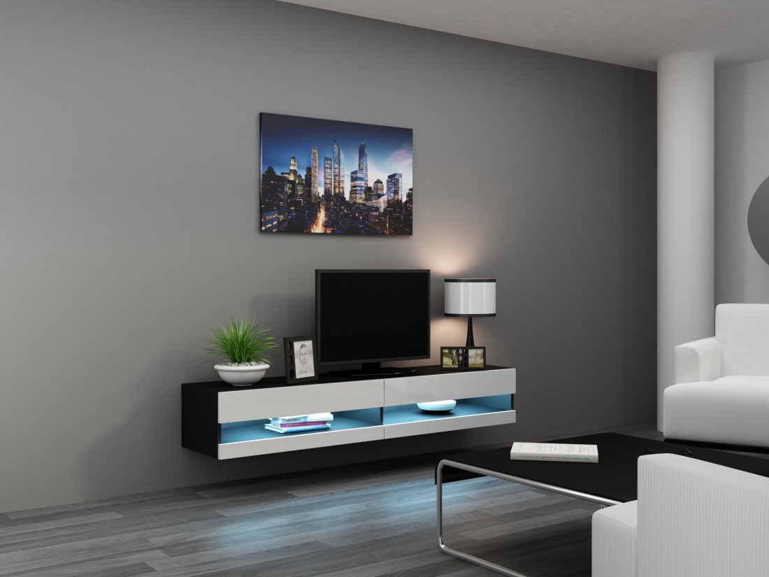 Vigo new TV stolík (čierna/biely lesk)