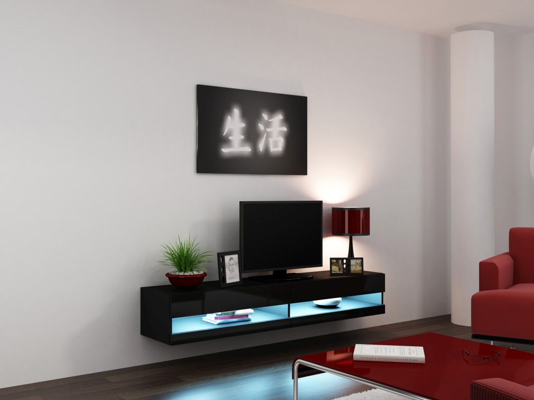 Vigo new TV stolík (čierna/čierny lesk)
