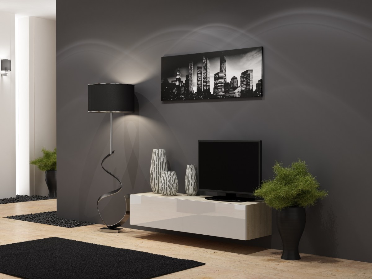 Vigo TV stolík (dub sonoma/biely lesk) 140cm